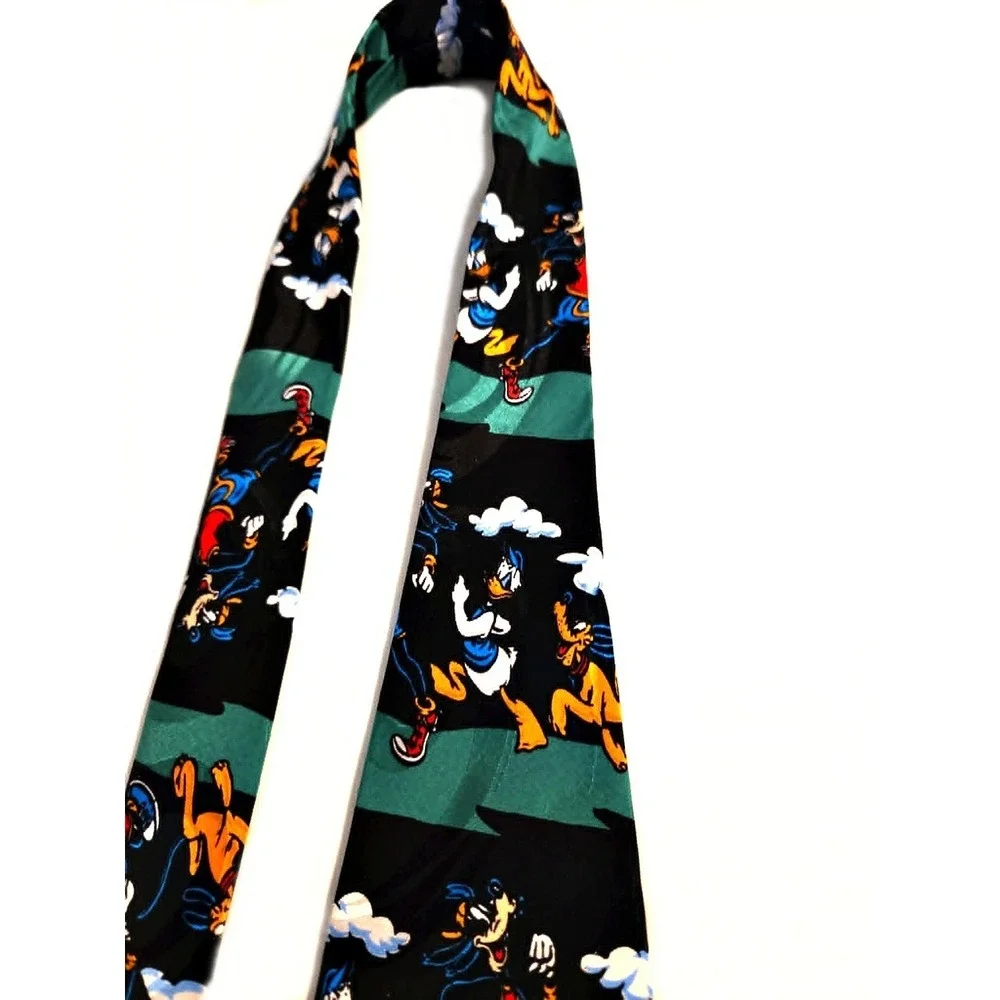 Vintage Disney Mickey Inc 100% Silk Tie Mickey Donald Goofy Pluto Handmade Korea